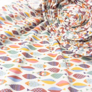 Трикотаж кулирка цветные рыбки