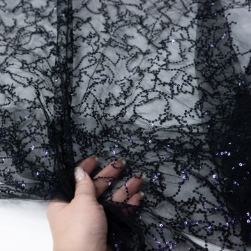 Ткань с пайетками на сетки звездное небо