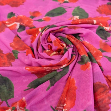 Сетка розовая с красными розами