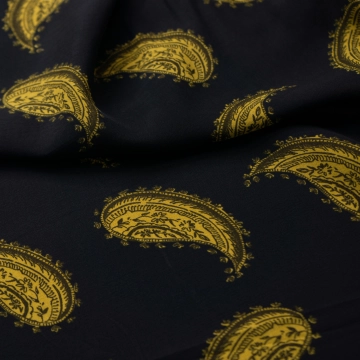 Шифон вискозный с желтыми пейсли