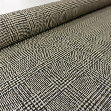 Твид гленчек бежево-синий продублированный