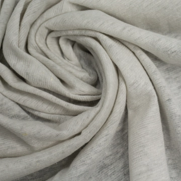 Трикотаж молочно-серый из хлопка и льна 2 м