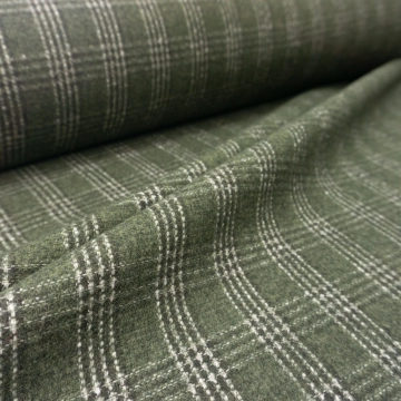 Шерсть зеленая в клетку продублированная