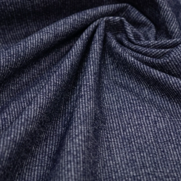 Шерсть с хлопком в полоску фактурную синяя