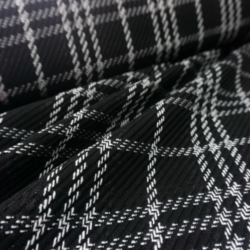 Твид черный в белую клетку с люрексом