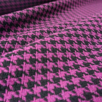 Твид хлопковый розово-черная гусиная лапка