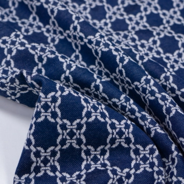 Трикотаж жаккардовый синий с узорами