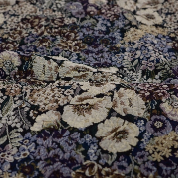 Жаккард гобелен синий с цветами