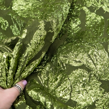 Жаккард матлассе зеленый хаки с эластаном