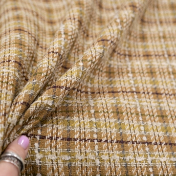 Твид бежево-коричневый с шелком