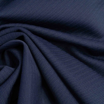 Трикотаж костюмный темно-синий в рубчик