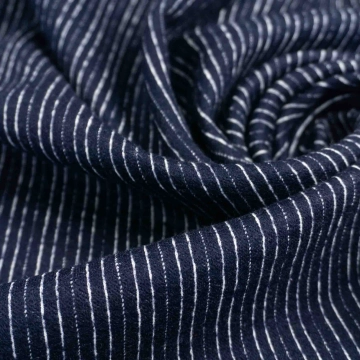 Трикотаж шерстяной темно-синий в полоску