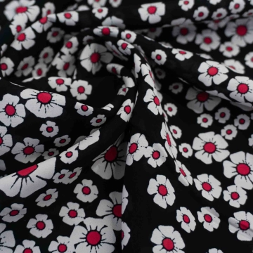 Вискоза тонкая черная в цветочек