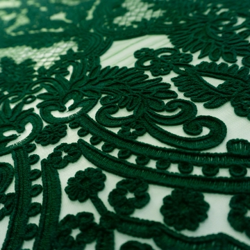 Вышивка на сетке флок темно-зеленая
