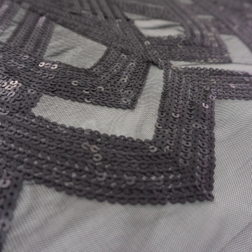 Сетка с пайетками черная геометрическая