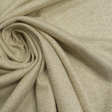 Трикотаж вязанный молочный с люрексом золотым