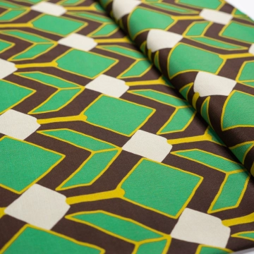 Вискоза креп с зеленой геометрией