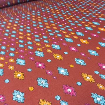 Вискоза легкий креп  цветочки на бордовом